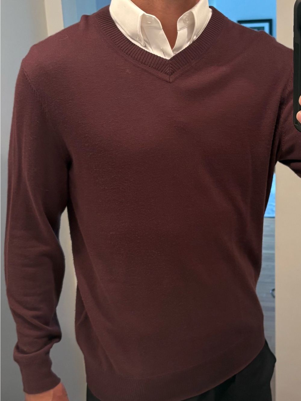 Alfani Men's V-Neck Sweater in Burgundy